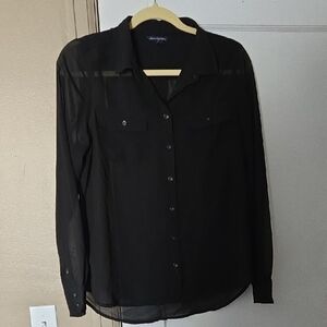 American Eagle Outfitters Black Sheer Blouse